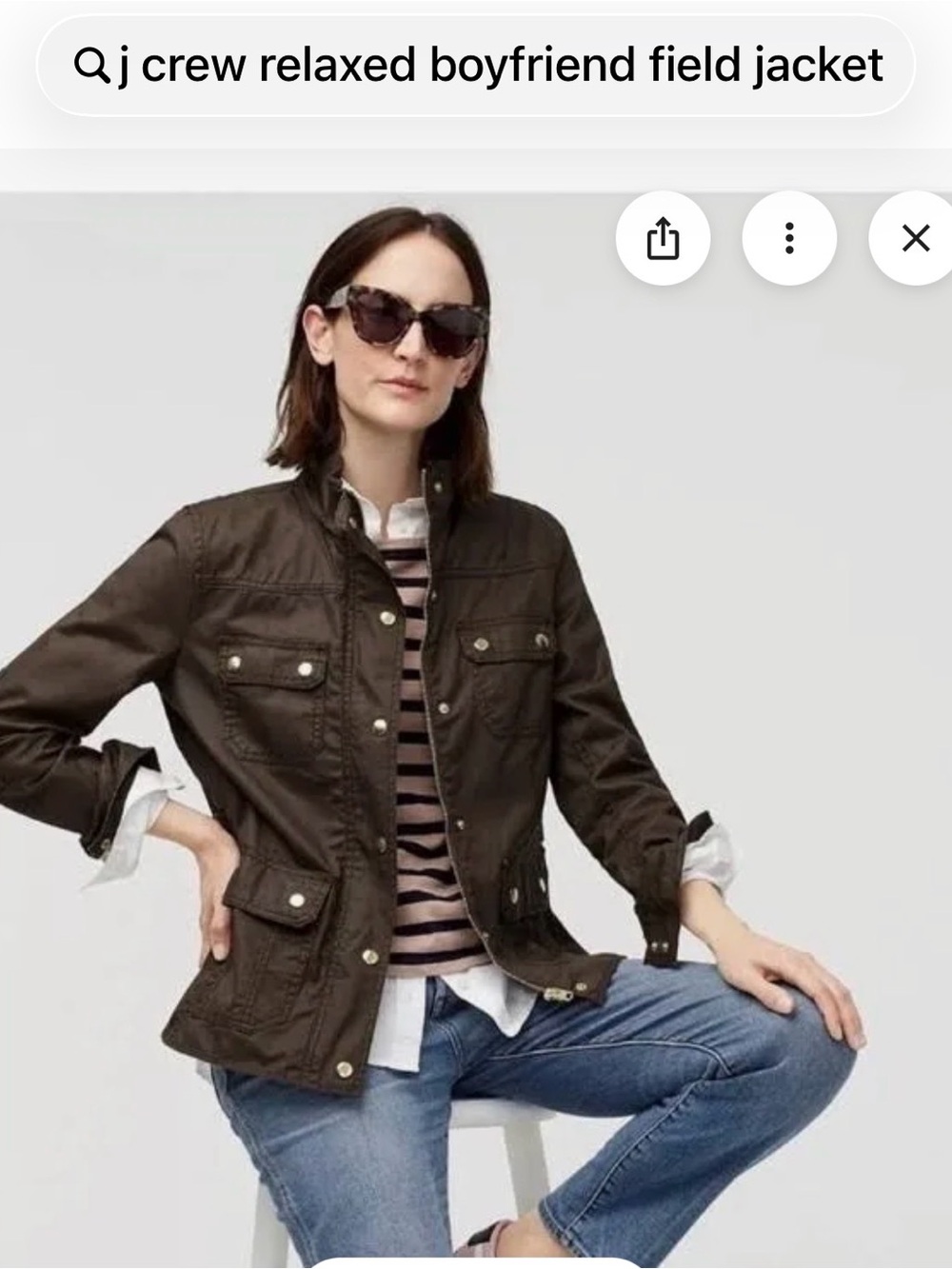 J.Crew Relaxed Boyfriend Field Jacket Black Utility Zip Women XS Preowned
